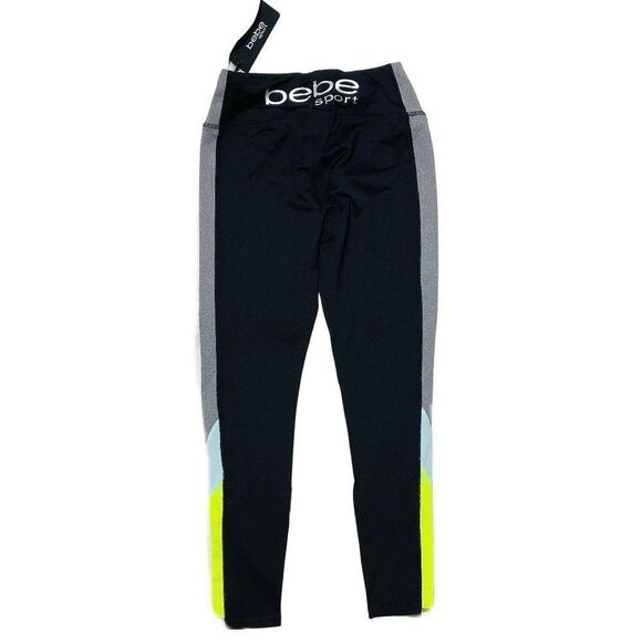 𝅺BEBE SPORT COLOR BLOCK LEGGING Black/Neon/Blue - Picture 6 of 6